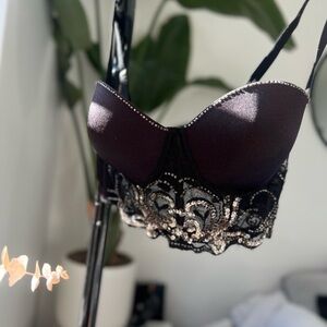 NWOT Black sequined bustier bralette